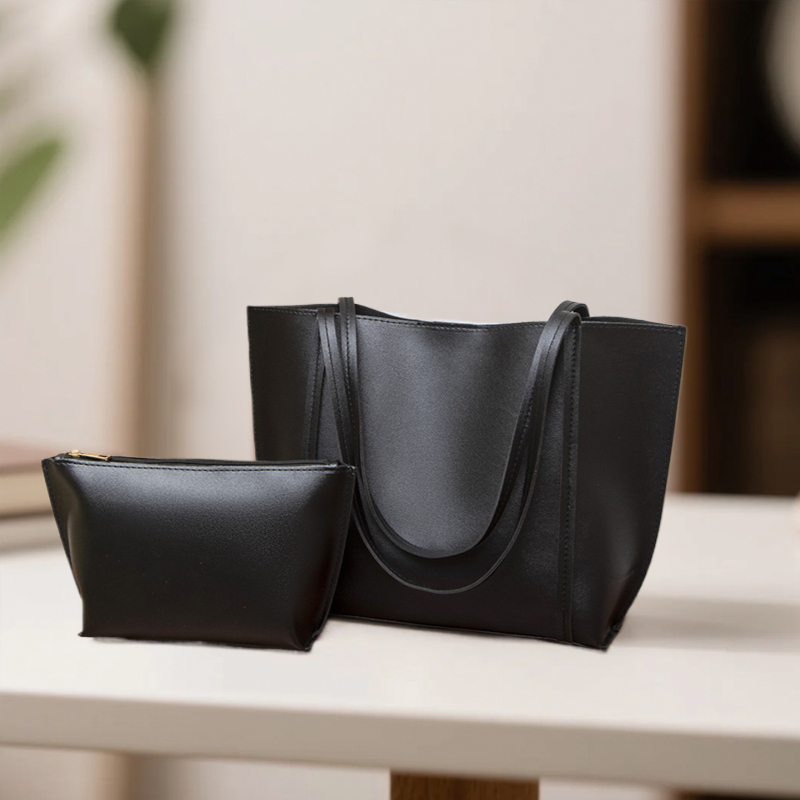 TEMU Vintage Large Capacity Bag 2025 Fashion Plain Solid Color Mother And Tote Bag Versatile Niche Shopping Bag