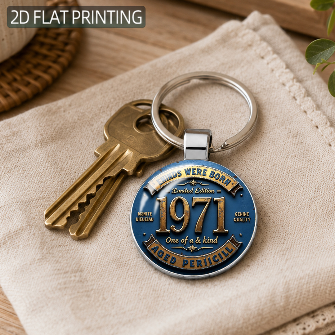 TEMU Portachiavi 1 pz a tema vintage 1971, qualit� con design a vetro , con numero ' , accessorio retr簷 per chiavi, borse e auto, regalo per famiglia