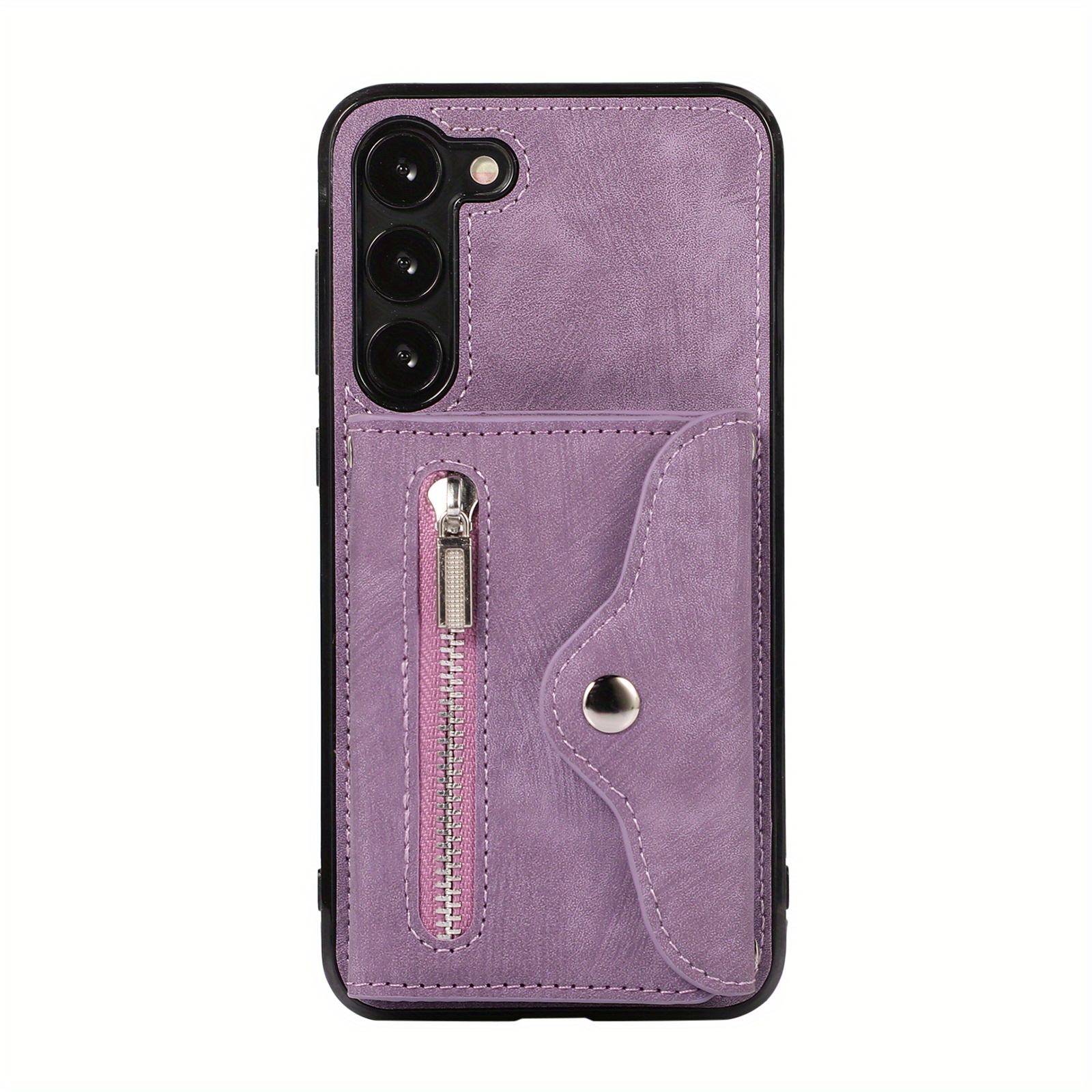 Etui za telefon - Eleganten in luksuzen vijoličen etui za telefon z zadrgo, ki ima funkcijo držala , zasnovan za visokokakovostno zaščito