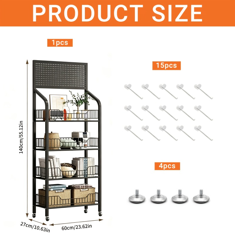 Image of Of Movable Retail Shelves, Measuring 60 X 27 X 140 Centimeters, This Metal Shelf Is Suitable For Storage , Offices, Cafes, Shops, Kitchens, And Supermarkets, Standing Shelf, Standing Shelf