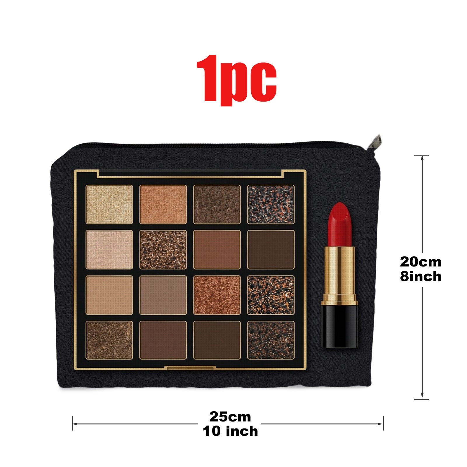 TEMU Luxurious Makeup-themed Suitable For Travel & Daily Use Portable Makeup Bag With 2d Flat Print - 8x10 Inch (20x25cm) Polyester Storage Pouch