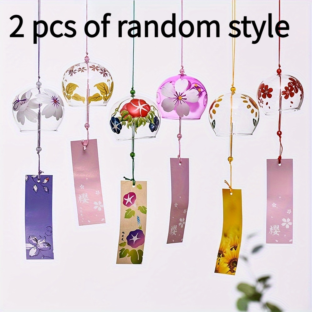 TEMU 2pcs Of Random Style Japanese Cute Wind Chime Handmade Glass Painted Ornaments, Creative Gifts For Girls, , Valentine's Day