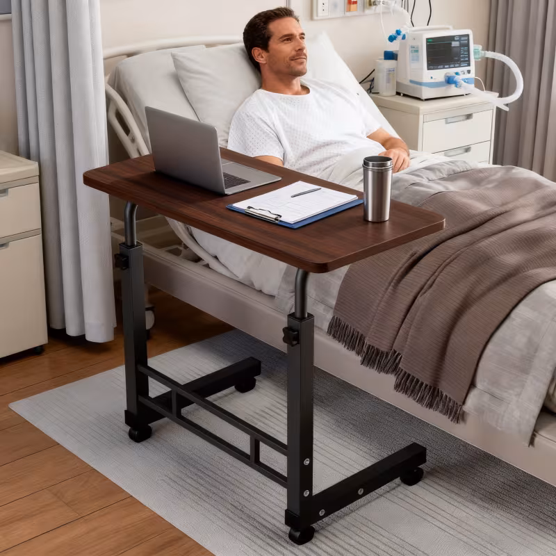 adjustable height rolling nursing layer design with 2 layer shelves space saving heavy duty grade table suitable for elderly patient home and care perfect tool 8 colors Product details 1