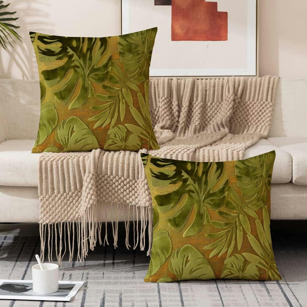 TEMU 2pcs Of Monstera Leaf Pillow Covers, Double-sided Print, Machine Washable, Without Pillow Core, Suitable For Living Room, Office, Bedroom