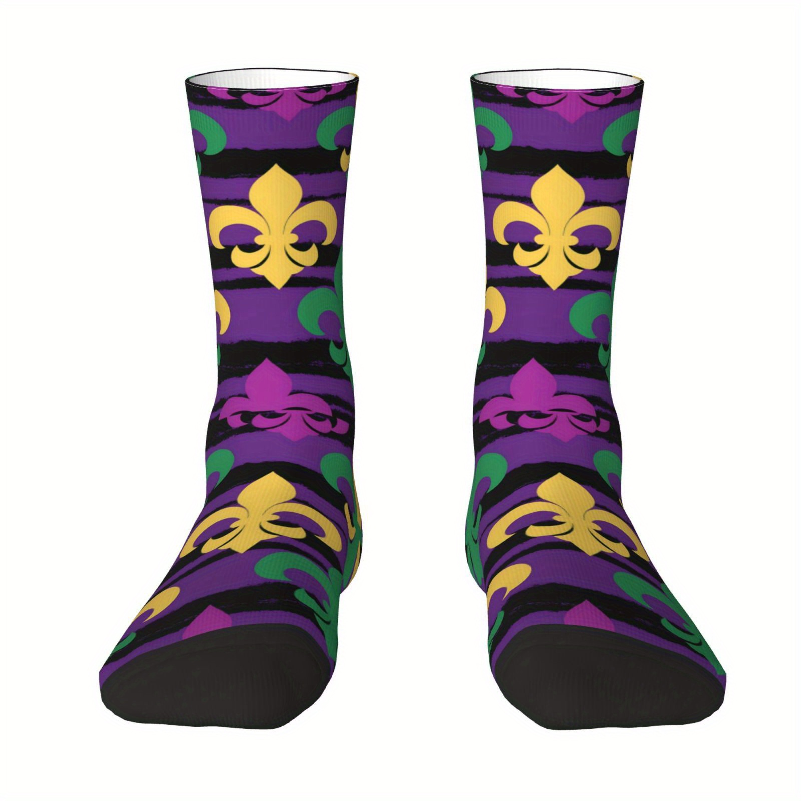 TEMU 1 Pair Of Novelty Printed Socks Featuring A Carnival Pattern, With Digital Printing Technology. Unisex Novelty Printed Socks, The For Home,