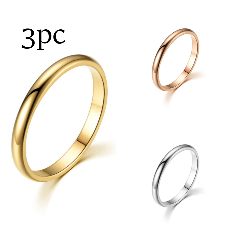 Women's Ring Set in 3 Colors, Elegant Gift Choice