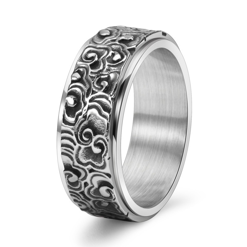 vintage inspired stainless steel rotating ring for men elegant cloud   polished     ideal for casual attire vintage jewelry Product details 2