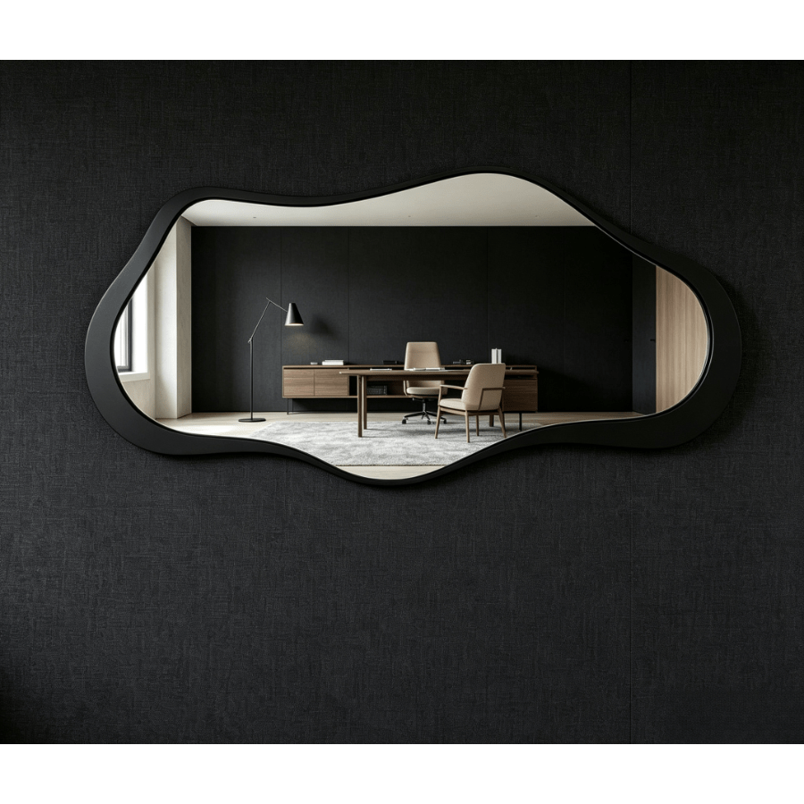 Irregular Cloud-Shaped Wooden Frame Wall-Mounted Makeup Mirror