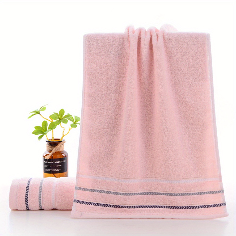 TEMU 1pc 100% Soft Towels, Absorbent Towel Housewarming Gift For Home & Hotel Use, For Accessory, Modern Striped Towel, Soft Texture Towel, 29"x13"