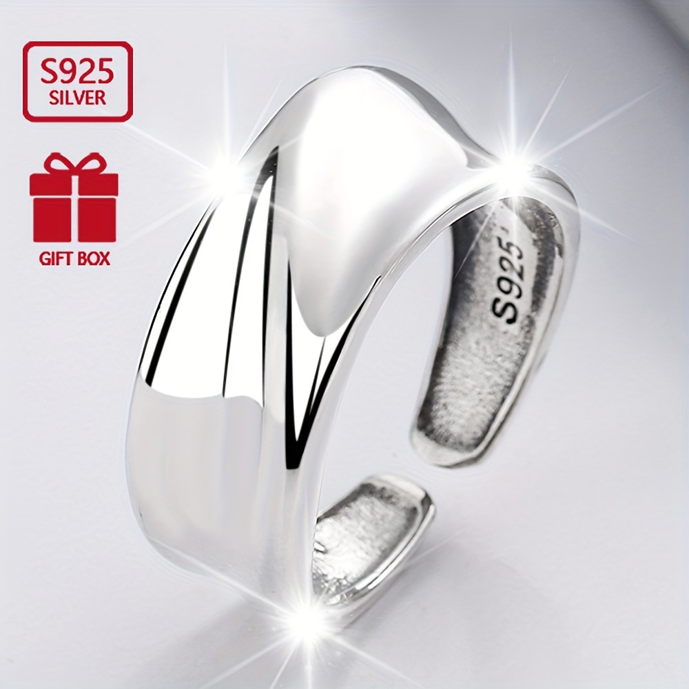 

925 Pure Silvery Simple Irregular Pattern Finger Ring Ornament