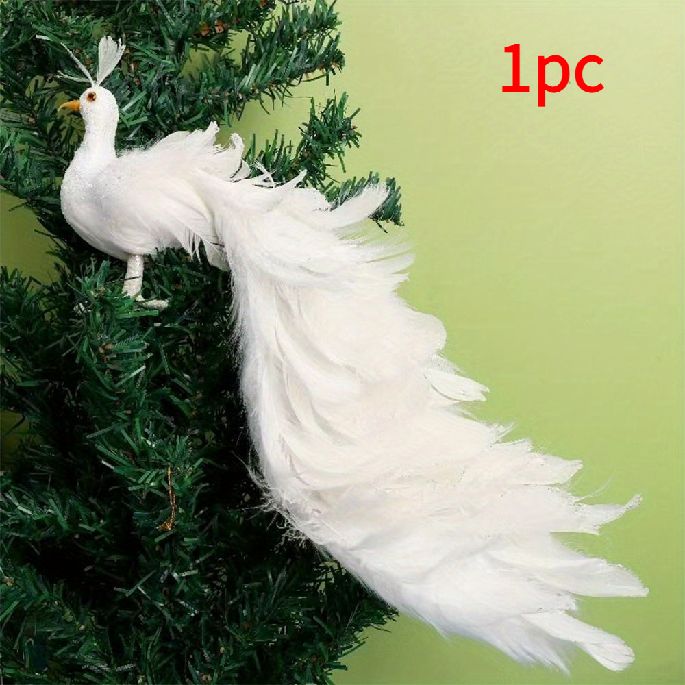 TEMU 1pc Artificial Peacock Foam Ornament, Lightweight Feather Christmas Tree Decoration, Multi-functional Party Supplies For Home Decor, Plastic