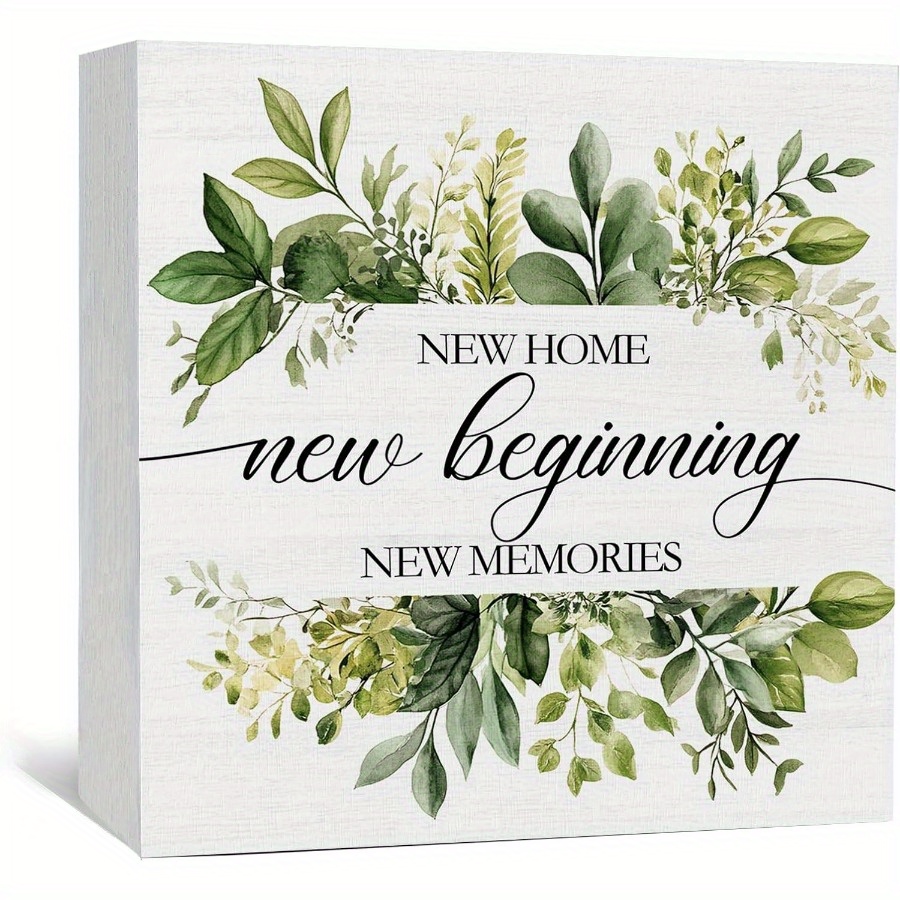 TEMU 1pc Housewarming Gift - Elegant Cursive Script " Journey" Sign With Greenery Decor, Artificial Wood Desktop Ornament For Living Room Or Office -