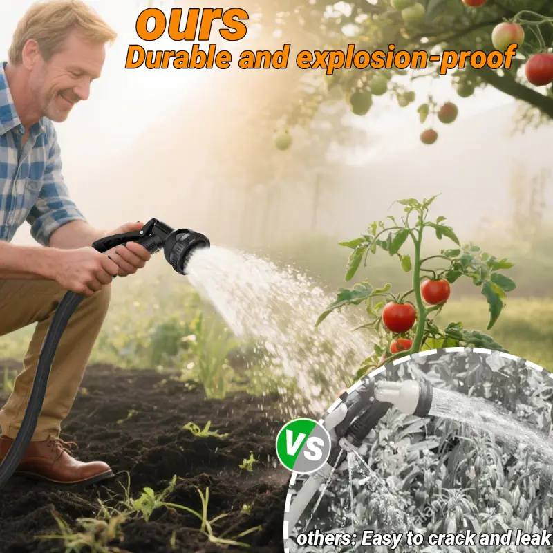 100 heavy duty garden hose non extended with high pressure sprinkler fittings leak proof design durable rubber material thread ideal for gardening cleaning forestry 100 kit Product details 8