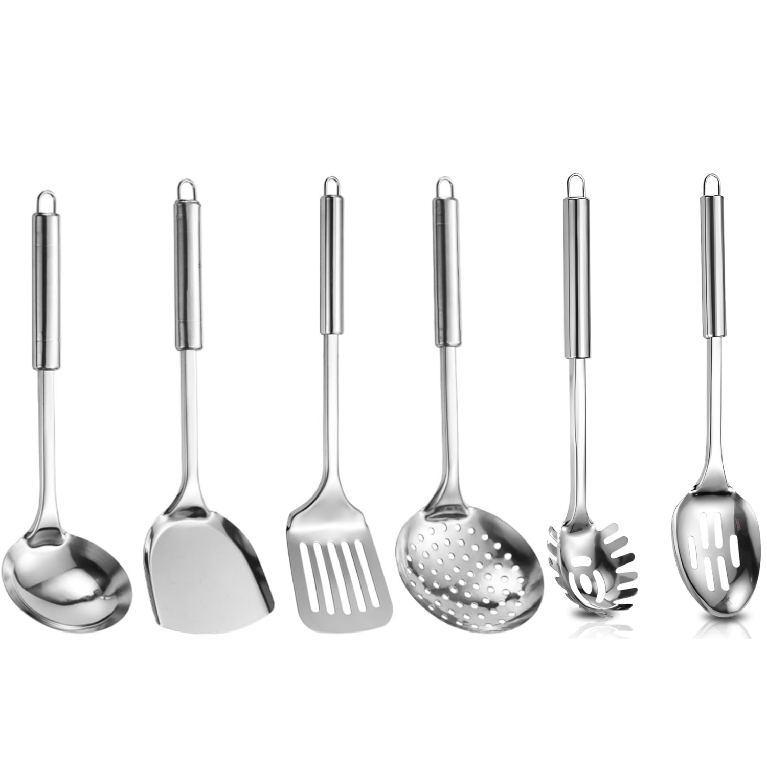 E-shop 6-teiliges Edelstahl-Küchenutensilien-Set | Inklusive Metallspatel, Löffel Schaber – Essentielle Küchenwerkzeuge für Anfänger, aus Silvery410