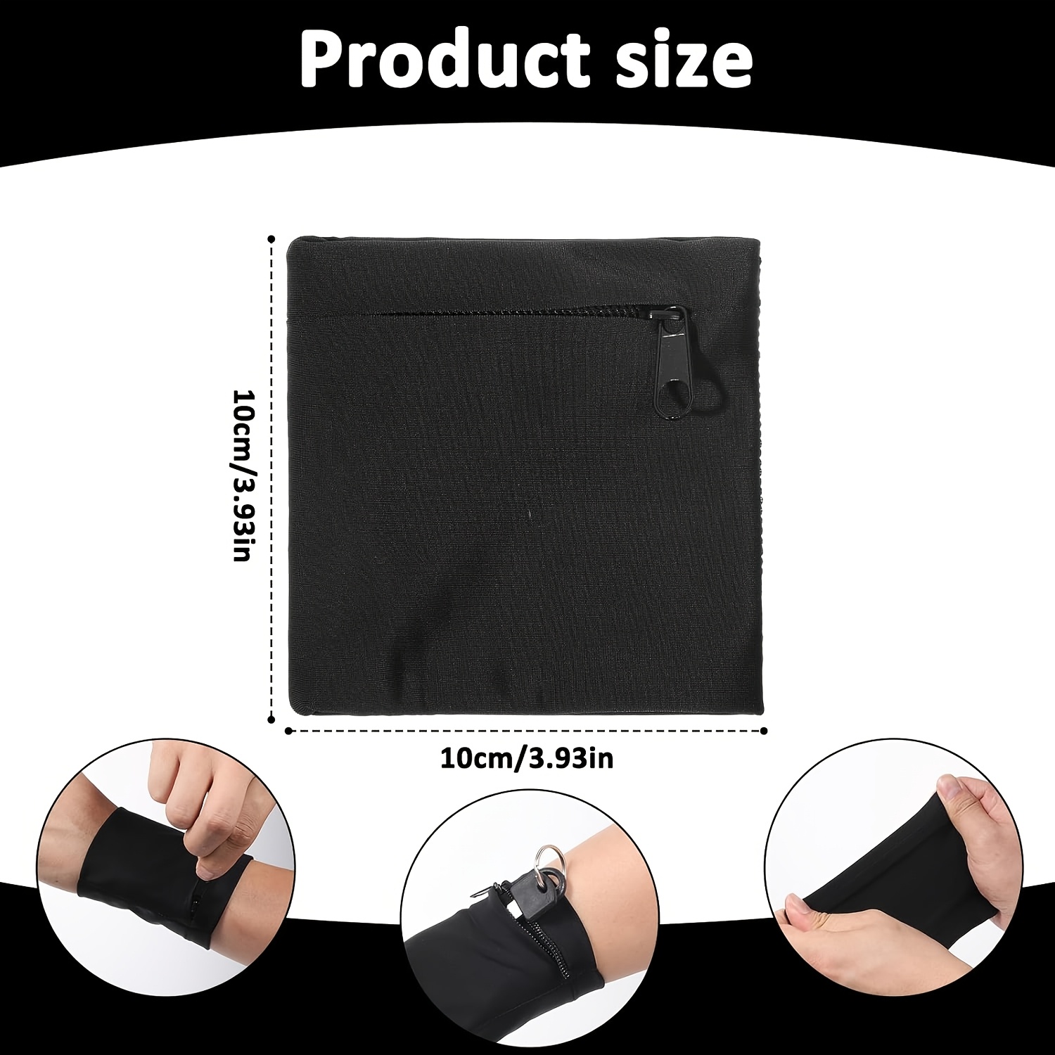 E-shop Eine Handgelenk-Geldbörse mit Reißverschluss, geeignet für Männer und Frauen, zum Aufbewahren von Schlüsseln und Karten, zum Laufen, Sport und