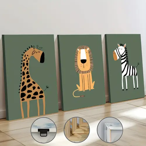 2d flat 2d wrapped canvas frame3 framed canvas painting and posters hung giraffe lion zebra solid print including frame home decoration wall decoration home painting print holiday gifts living room bedroo