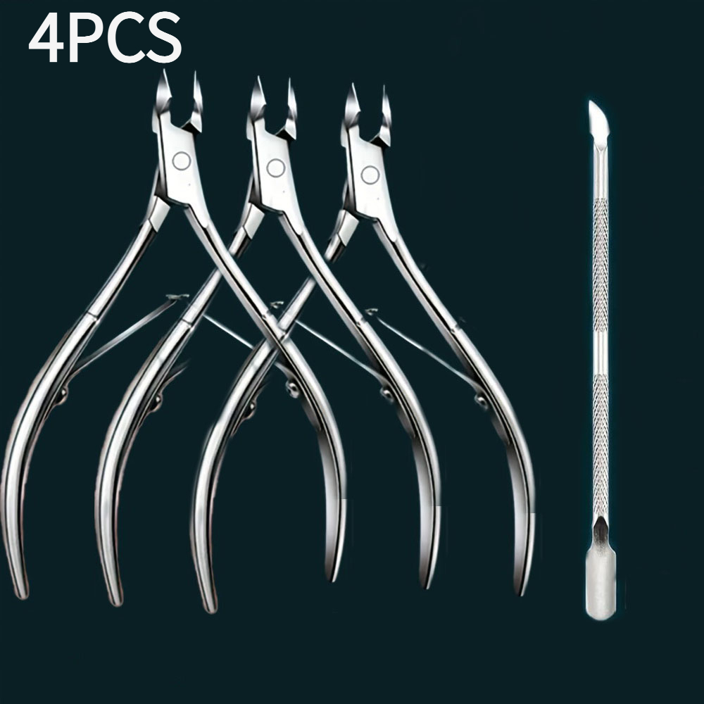 4pcs High-quality Professional Cuticle , Exfoliation Pliers, Stainless Steel Cuticle With Sharp Blade, Nail Tool With Double , Pedicure Nail Tool (random Outer Packaging)