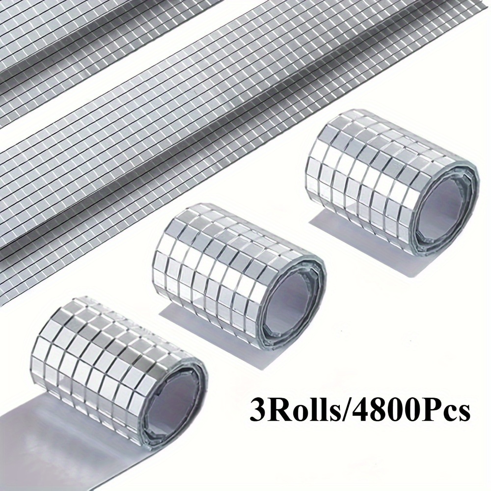 Image of 4800pcs (3 Rolls) Self-adhesive Disco Ball Mirror Stickers - Shiny Mosaic Tiles, Self-lit-like Effect (no) For Decorations, Dance, Walls, Ceiling - Pre-cut Irregular Mirror Pieces & S