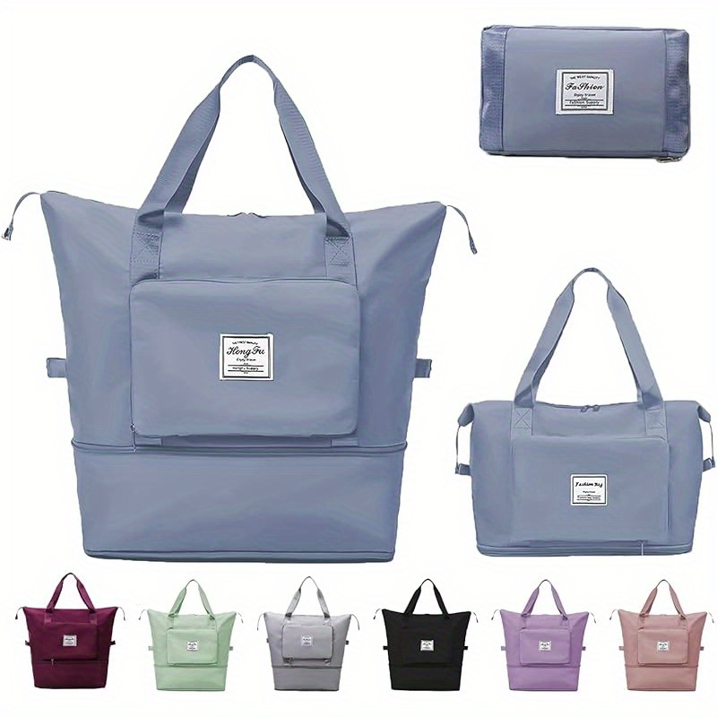 TEMU 1pc Oxford Cloth Travel Duffel Bag Large Capacity Travel Bag, Expandable Foldable Travel Duffel Bag, Dry And Wet Portable Travel Duffel Bag, Overnight Bag For Women And For Man