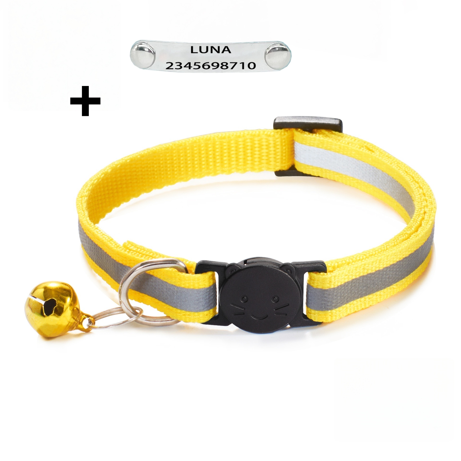 TEMU Custom Reflective Cat Collar Personalized Id Tag Adjustable Safety Buckle Free Engraving Nylon Puppy Kitten Pet Collar (custom English Name)
