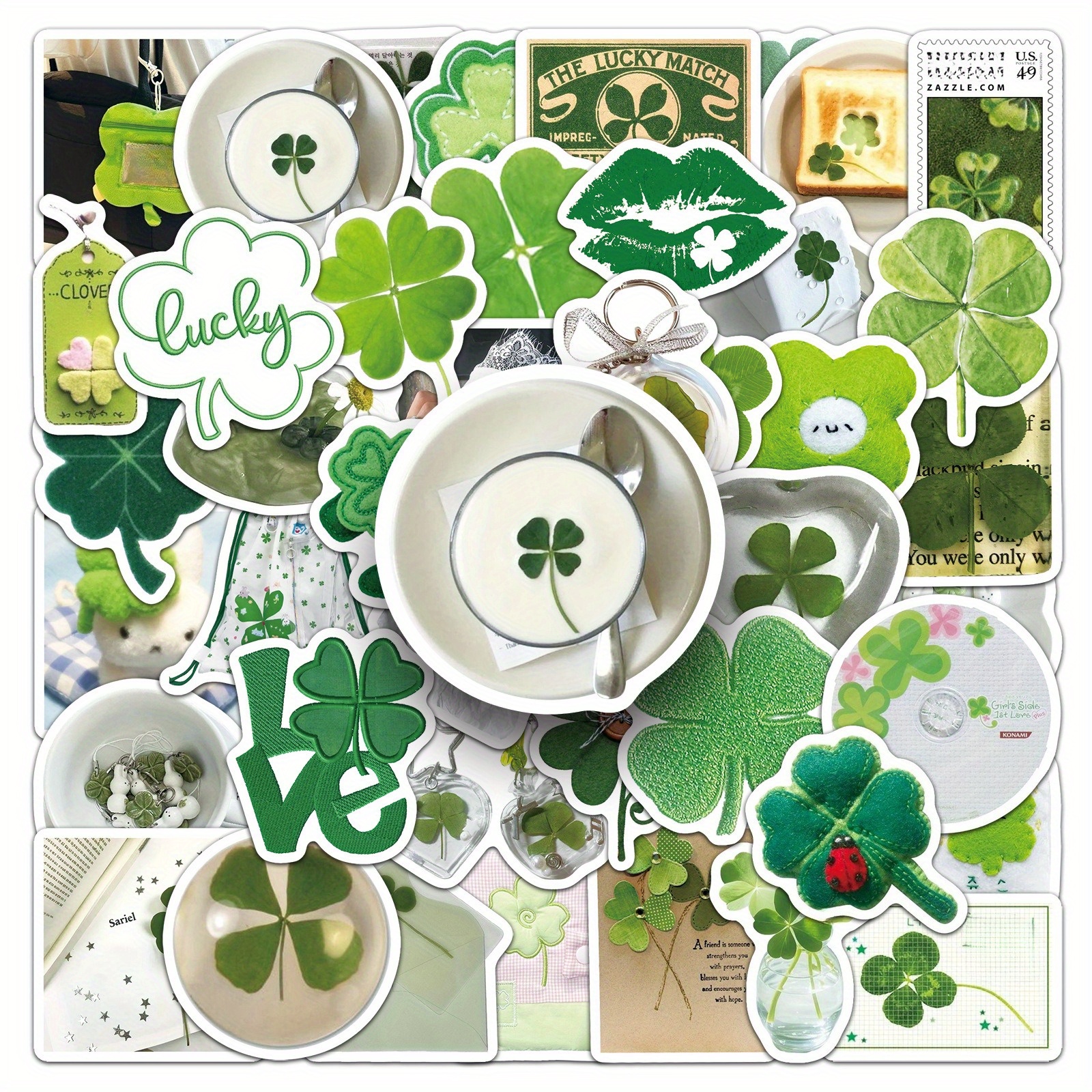 50pcs clover stickers good luck symbols - Temu