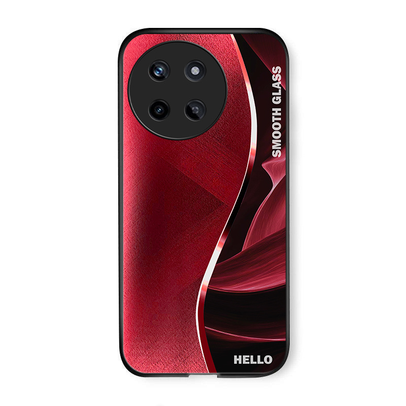 TEMU Сумісний з Realme 11 4G, 1 Червоний Фон Металеві Криві Літери Висококласний Бізнес Чохол для Телефону. Скляний Твердий Чохол, Стильний Дизайн,