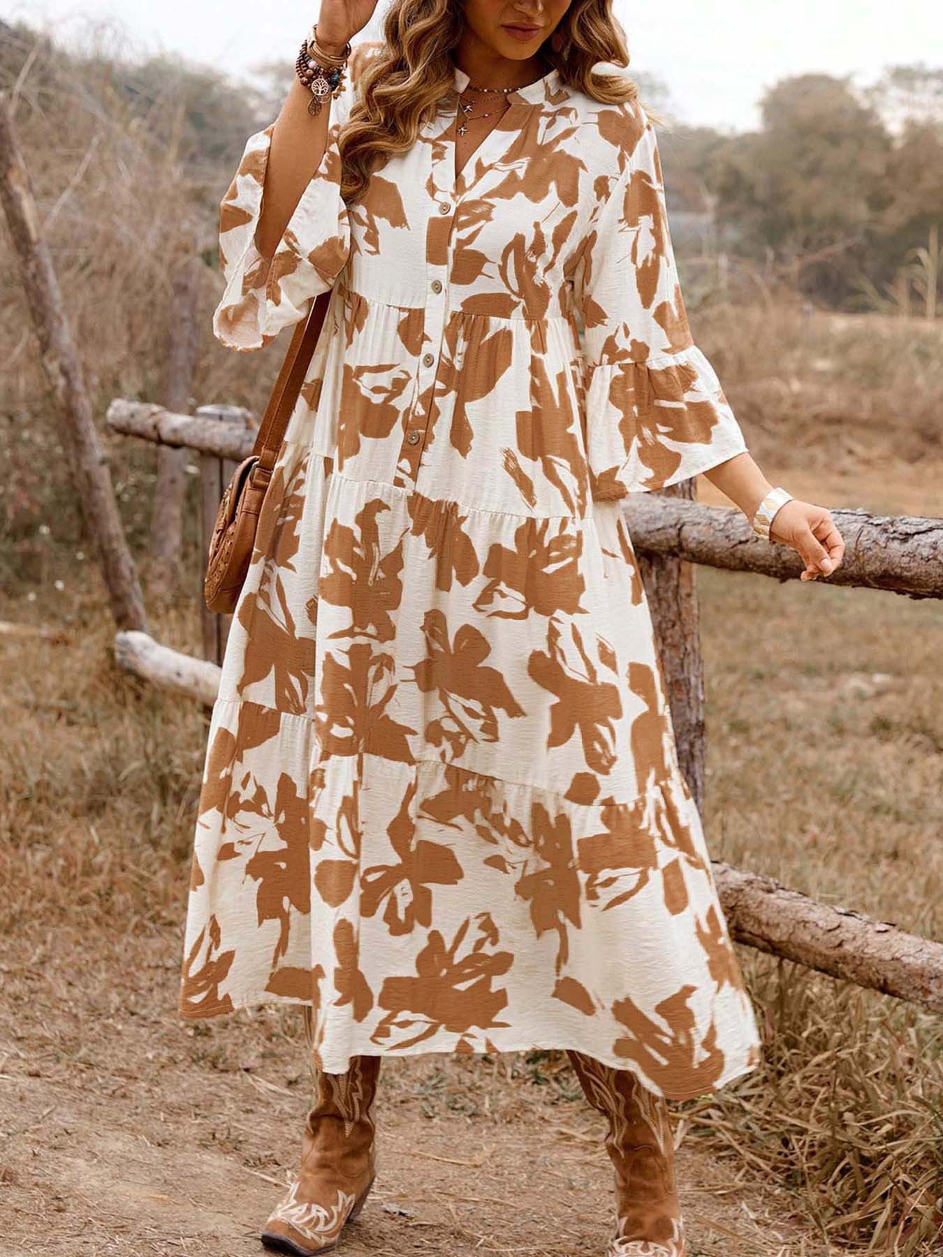 plus size boho dresses with sleeves - Bahrain