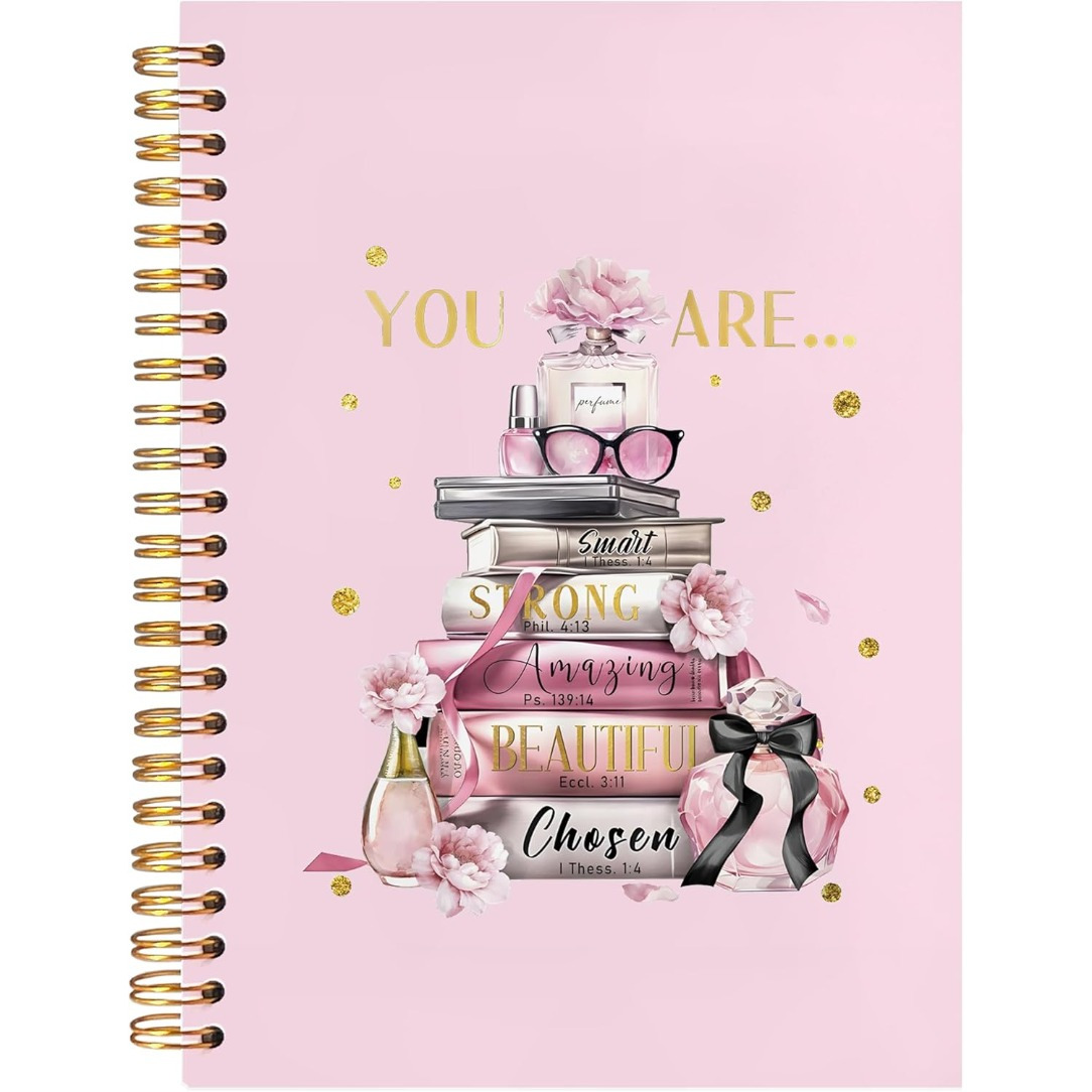 

1pc Inspirational Pink Hardcover Spiral Notebook - A5 Size With 50 Lined Pages - Journaling, Note , And Gifts For Women - Preppy And