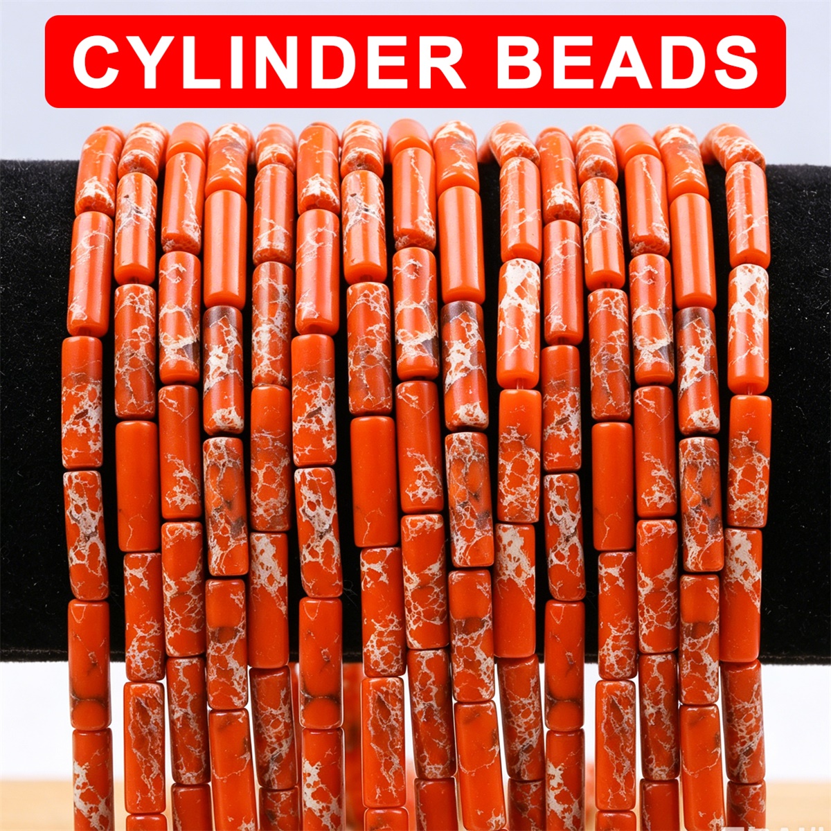 Stone Tube Beads with Spacer Beads for Jewelry Making