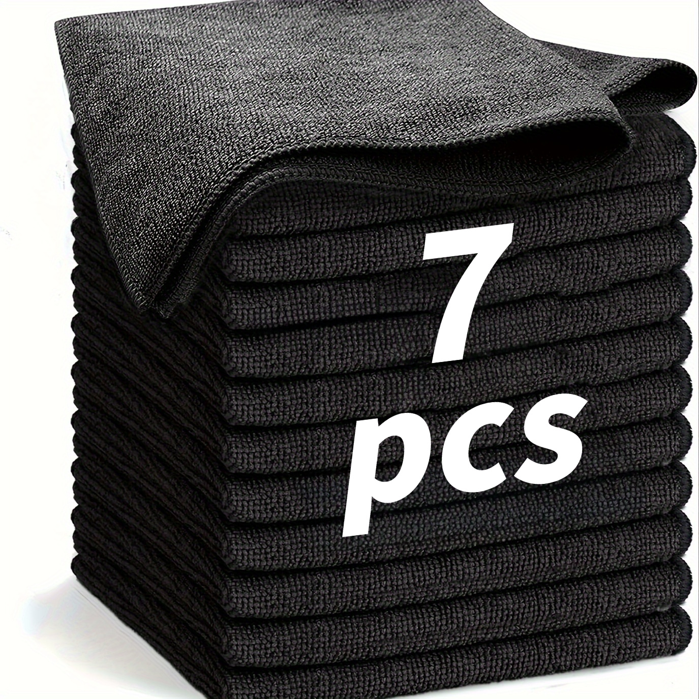 TEMU 7pcs Black Cleaning Cloths - Quick-drying, Scratch-resistant Dishcloths - Suitable For Kitchen, Bathroom, Car, Windows, Kitchenware, Dishes,