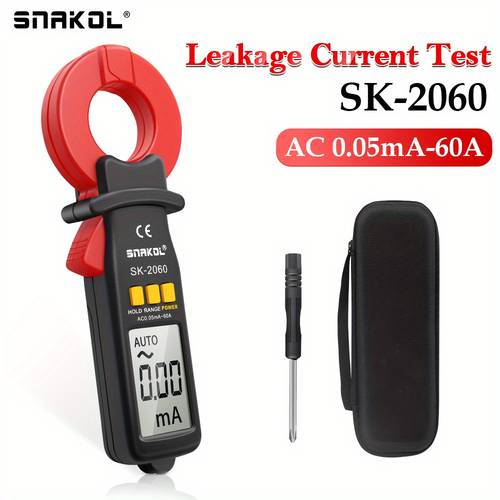 sk2060 digital clamp meter ac current 0 05ma 60a with leakage current detector non contact ammeter meter auto manual range carry included for electricians for