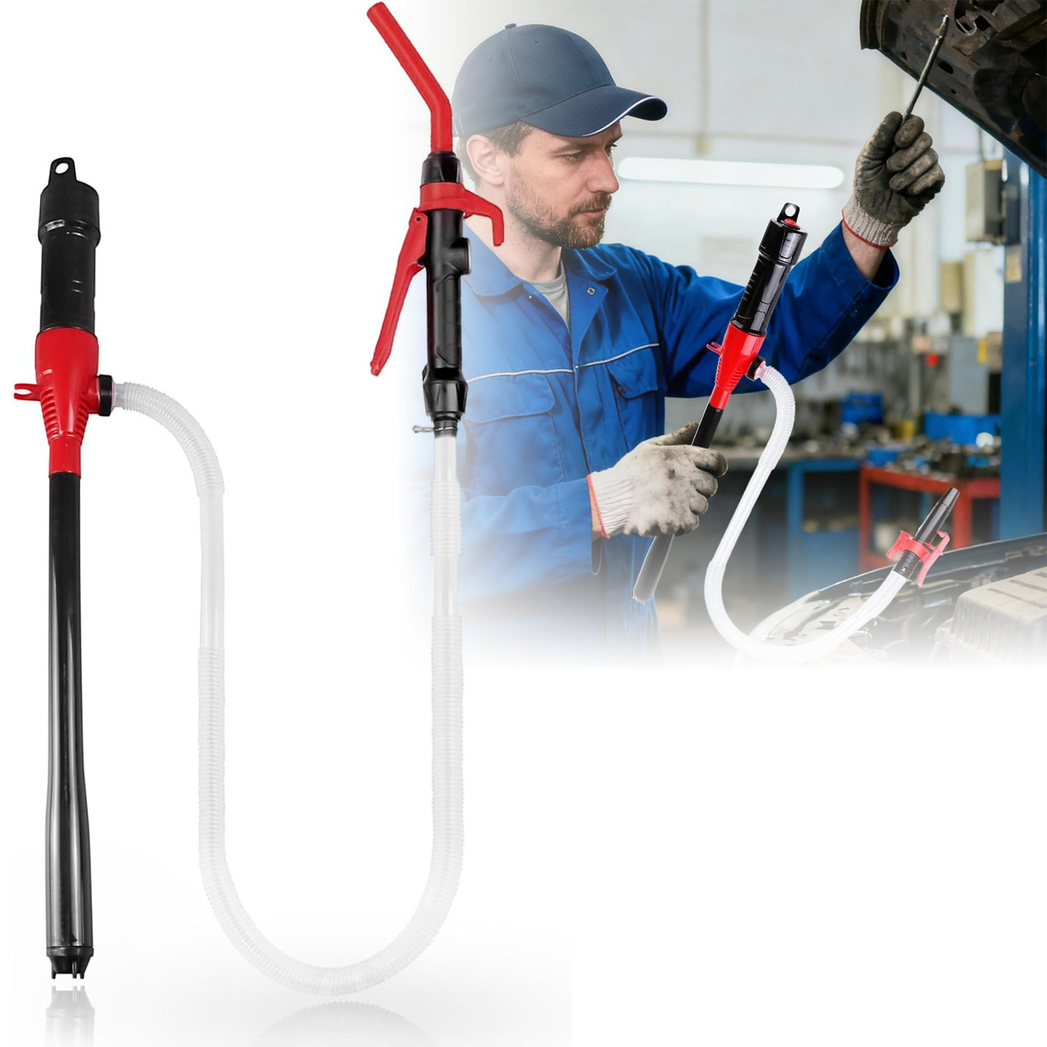 TEMU Lightweight Handheld Liquid Pump Kit With Extended Hose And Nozzle, Multi-functional Fluid Transfer Equipment Suitable For Daily Home And Garage