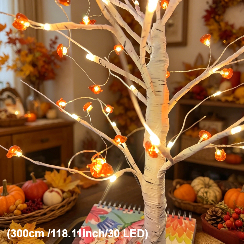 TEMU Guirlande lumineuse de 30 mini-lampes en fil de cuivre de gland, longueur de 3 mètres, lumières décoratives d'automne, lampes de décoration ,