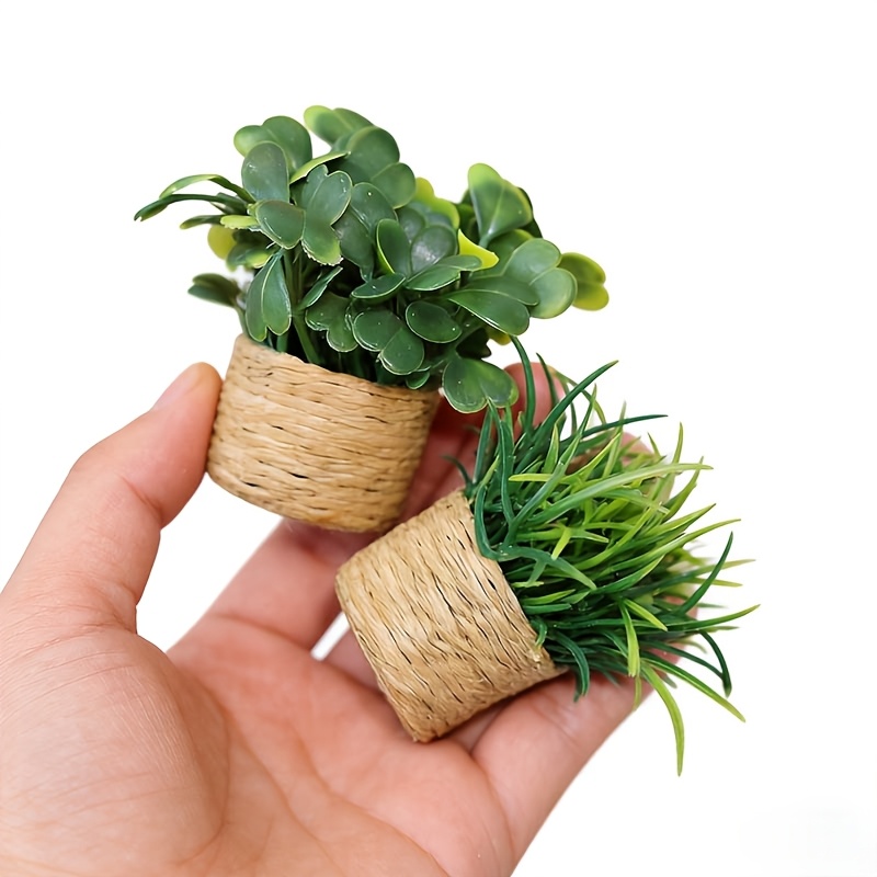 2pcs Set of Artificial Potted Plants - Mini Aloe & Succulent Simulation, Fake Plastic Flowers