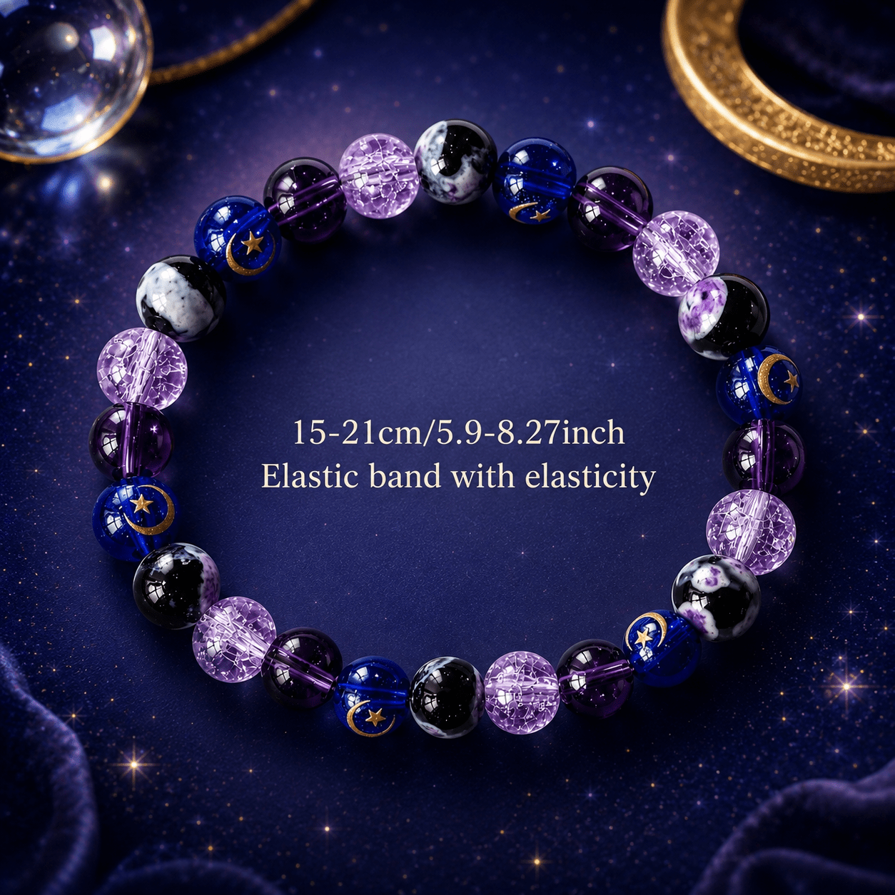 Natural Stone Bead Bracelet, Purple Exploding Beads