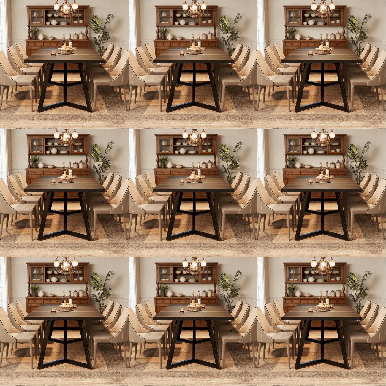 180cm Black Dining Table For 6-8, Modern Rectangular Kitchen & Dining Room Table With Heavy-duty Metal Frame