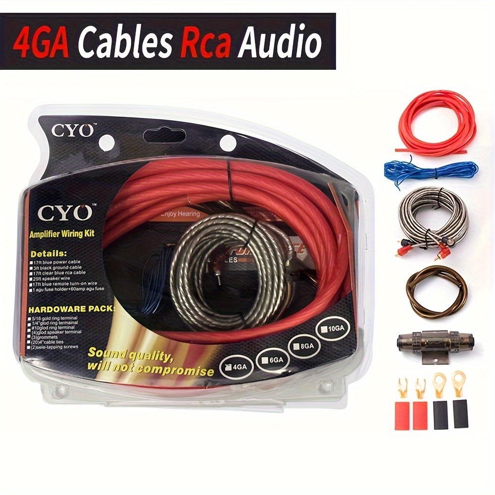 TEMU 8pcs Amplifier Wiring Kit, Car Audio Rca Cable Amplifier Wiring Kit, Amplifier Kit With Amplifier Installation Wiring, Real Gauge And Wire