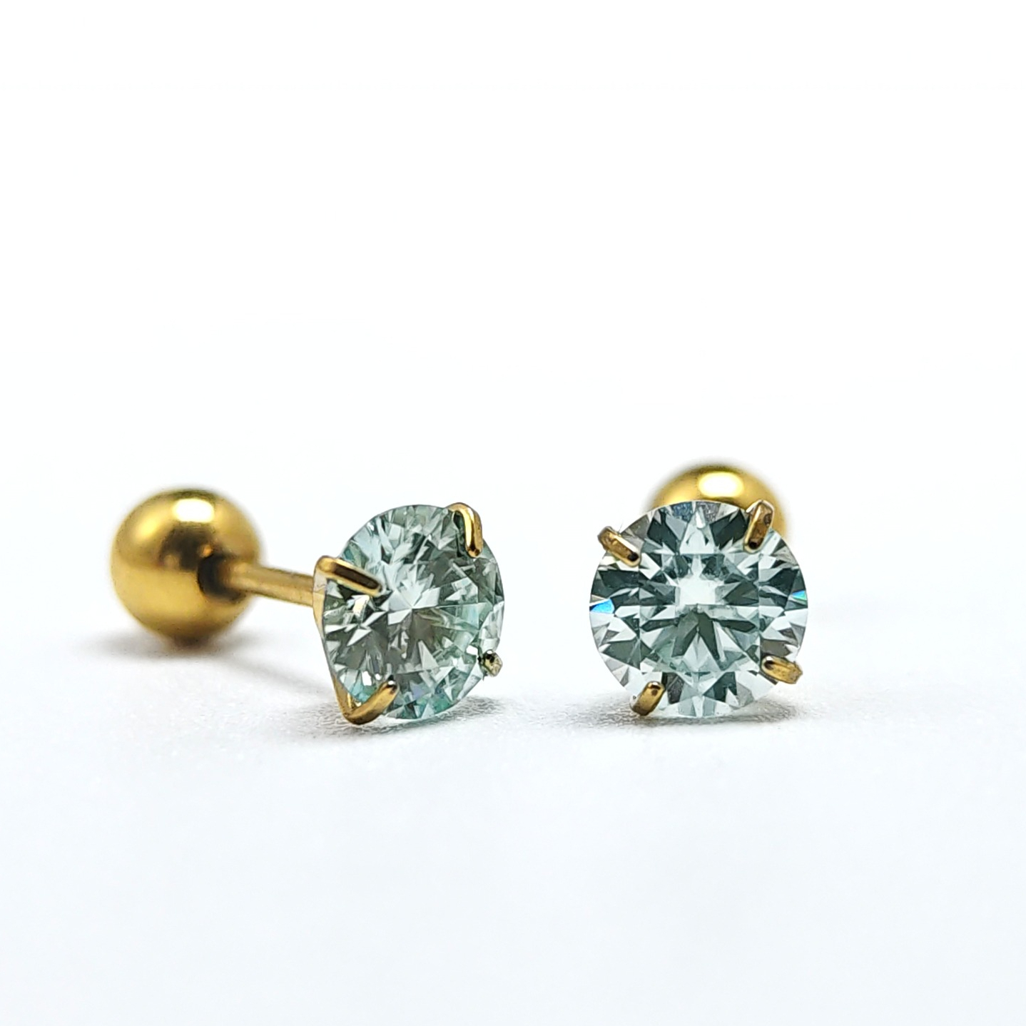 Unisex Light Blue Moissanite Stud Earrings, Stylish Gift
