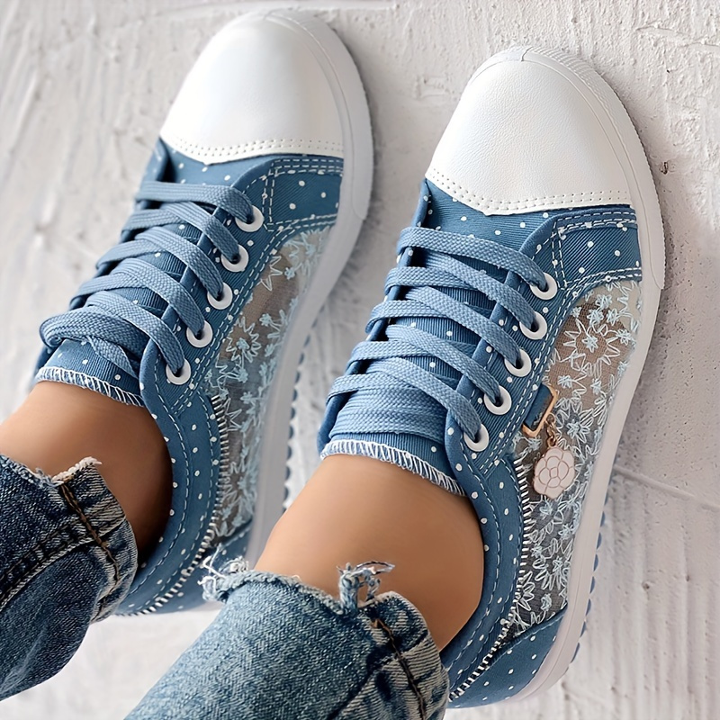 womens floral mesh synthetic cover casual sneakers breathable low top lace up round toe spring shoes with pu sole for casual attire ladies sneakers comfortable footwear durable traction footwear details 2