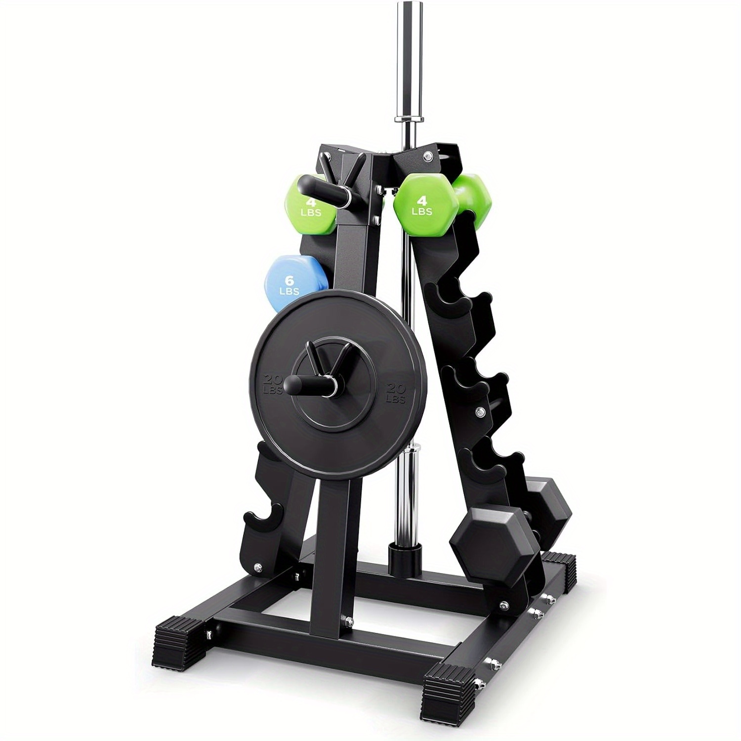 Image of 5-tier Dumbbell Rack Stand, Heavy Duty Weight Storage Rack For Home Gym, Holds Dumbbells, Barbell, Weight Plates (up To 1100lbs), Space Design (19.5x24.6x30.7 Inches), No-tool Assembly, Non-slip Base