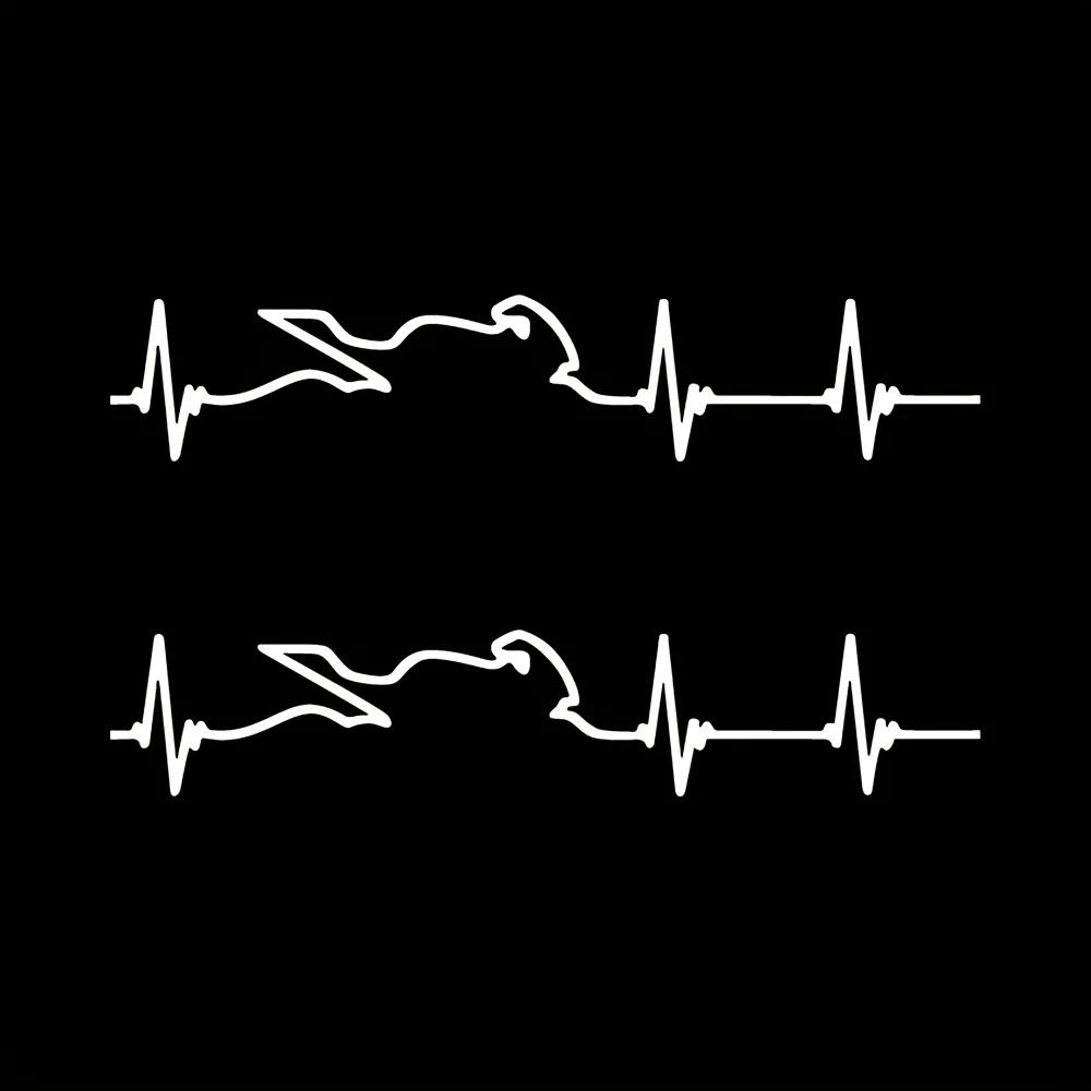 TEMU 2d Flat - Set Of 2 Vinyl Stickers Featuring A "reflective Heartbeat" Design, Perfect For Enhancing The Aesthetic Of Your Motorcycle Or Car While
