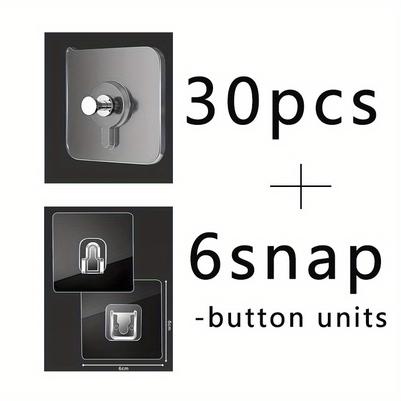 TEMU Powerful Self-adhesive Hook Set 30 Frame Hooks+6 Pairs Of Parent-child Stickers | Stable Load-bearing Stickers For Wedding