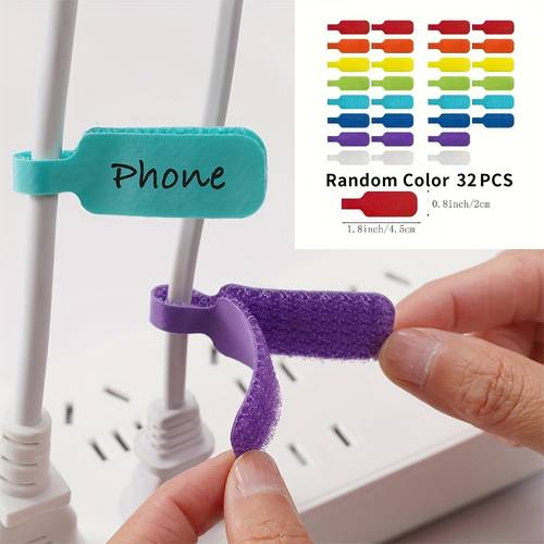 32pcs multicolor large cable labels self mouse and keyboard tags reusable wire manasynthetic gemstoneent tool for organizing cables keys and identification
