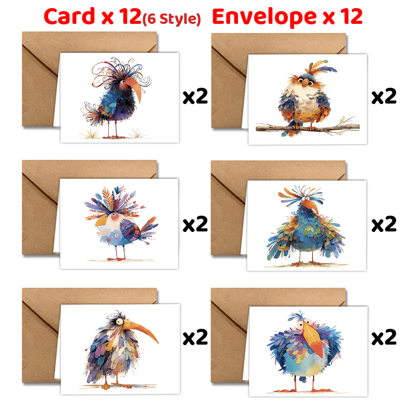 

24-Pack Whimsy Wings Bird Greeting Cards avec enveloppes - Toutes les , en , Vacances, Cartes de pour , les enseignants, les collègues