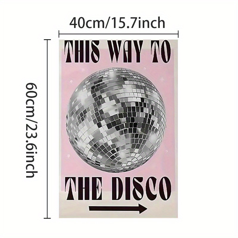 E-shop 2D Flach, 2D Flach, 1 Stück Rahmenloses Leinwandbild, ' to The Disco' Retro Typografie Leinwanddruck Poster, Einzigartige Kreative Wandkunst,