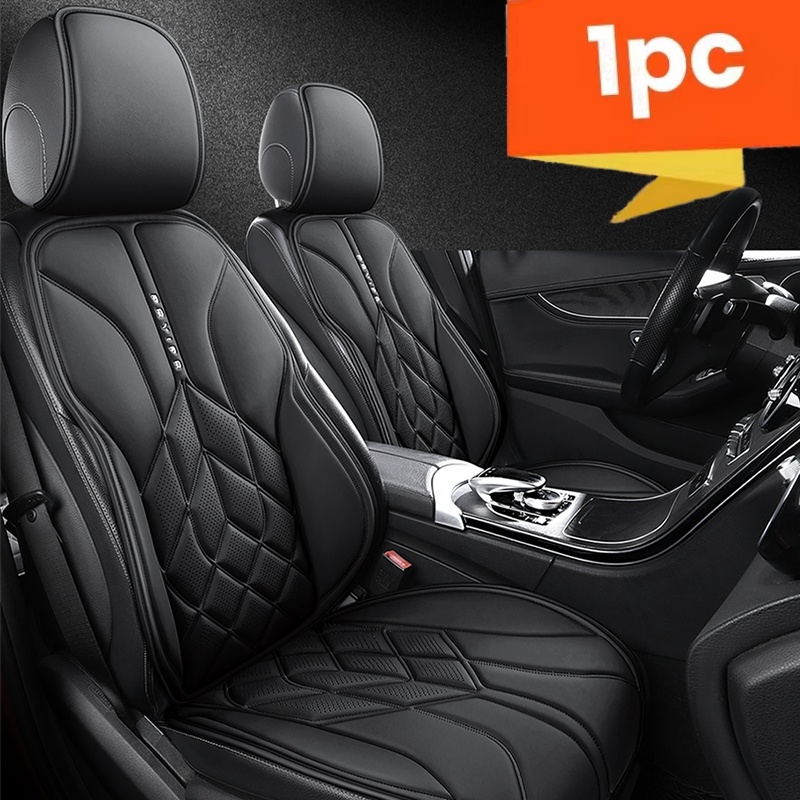TEMU 1pc Universal Car Seat Cushion, Durable Pu Leather Seat Protector With Stitching Detail, Non-slip& Breathable