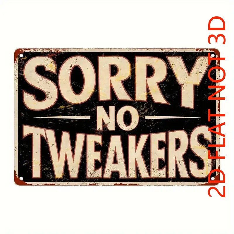 TEMU 【2d Flat】 1pc 12x8inch Iron Metal Sign Vintage Style Sorry We Don't Halloween Wall Decoration Rustic Distressed Black And Suitable For Fun Gift