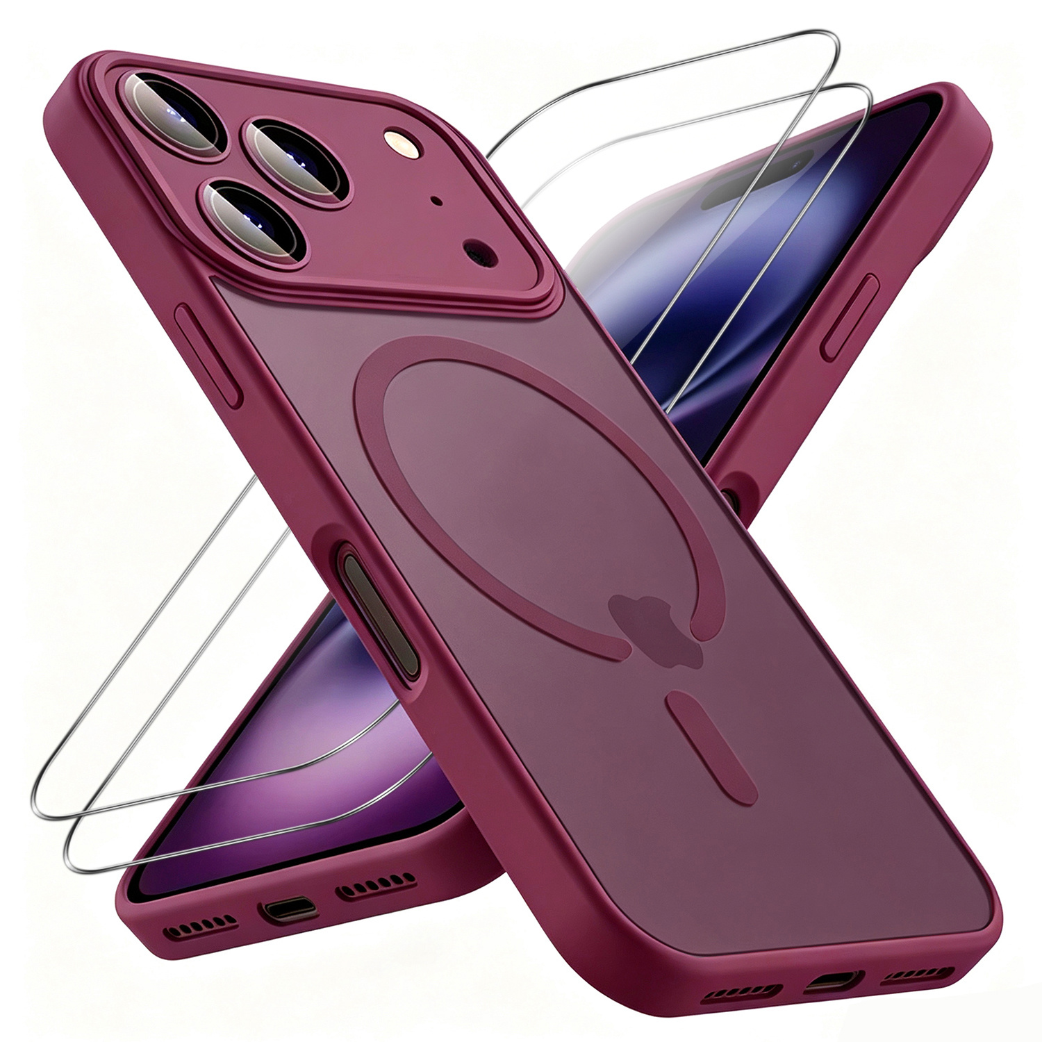 TEMU Phone Case: Phone Case:3pcs Set [1 Phone Case + 2 Screen Protectors] Luxury Magnetic Wireless Case For Iphone 18 17 16 15 14 13 12 11 Pro