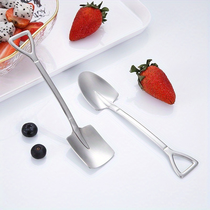 8pcs stainless steel coffee ice cream spoon set shovel shaped dessert spoons with ergonomic handles   parties weddings details 5