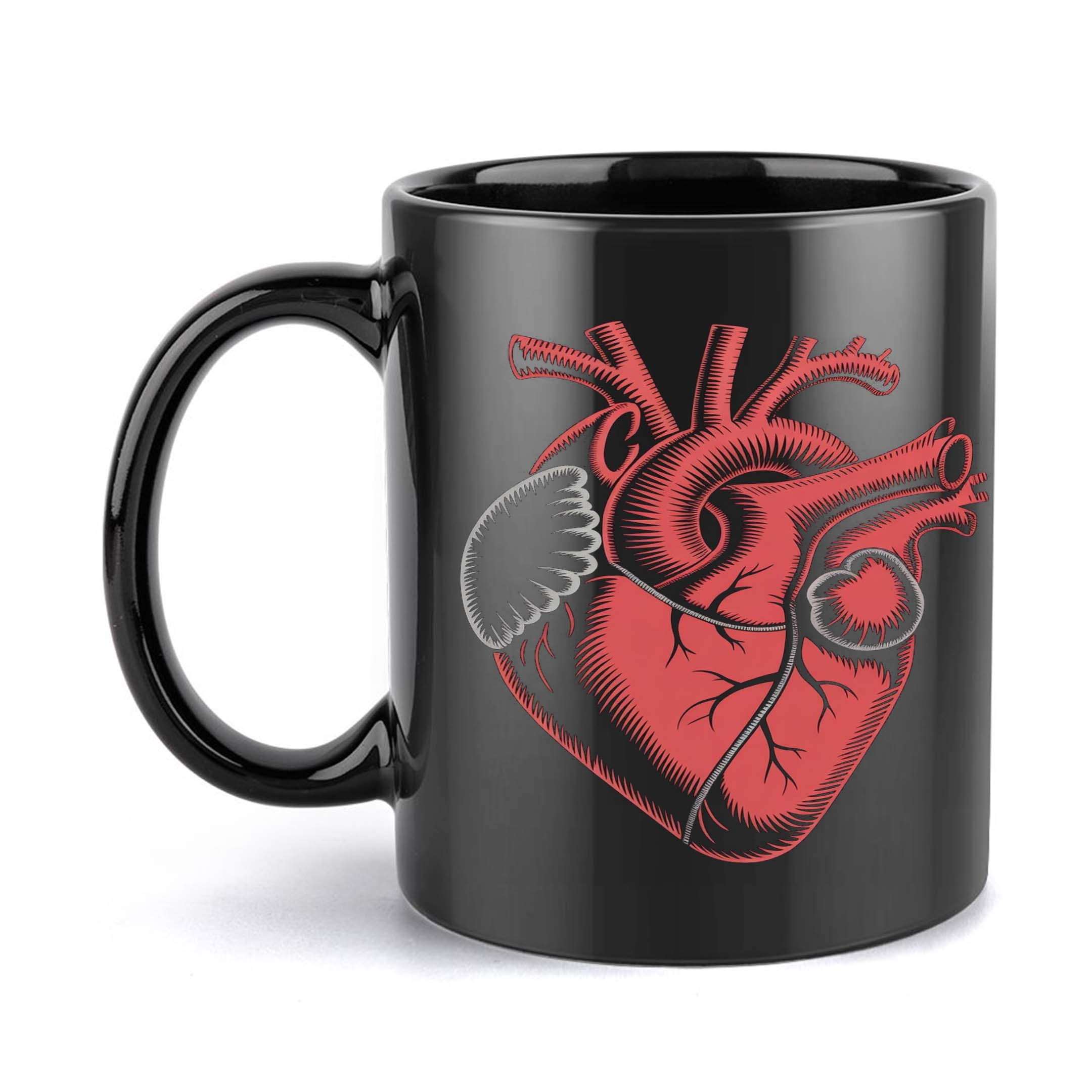 1pc anatomy mug  unique graphic design for drinks, perfect gift for home  or office, hand wash only, reusable round mug with detailed human heart  illustration, office mug | artistic coffee cup |